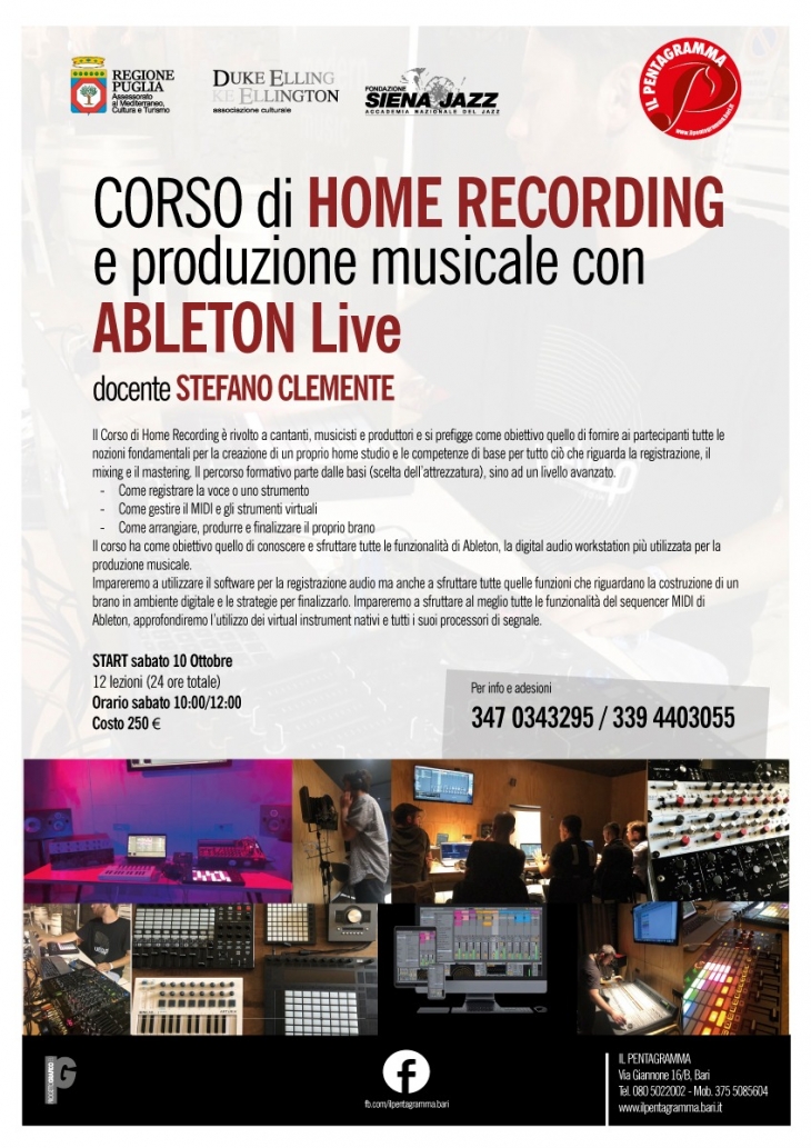 Corso di Home Recording e produzione musicale con Ableton Live